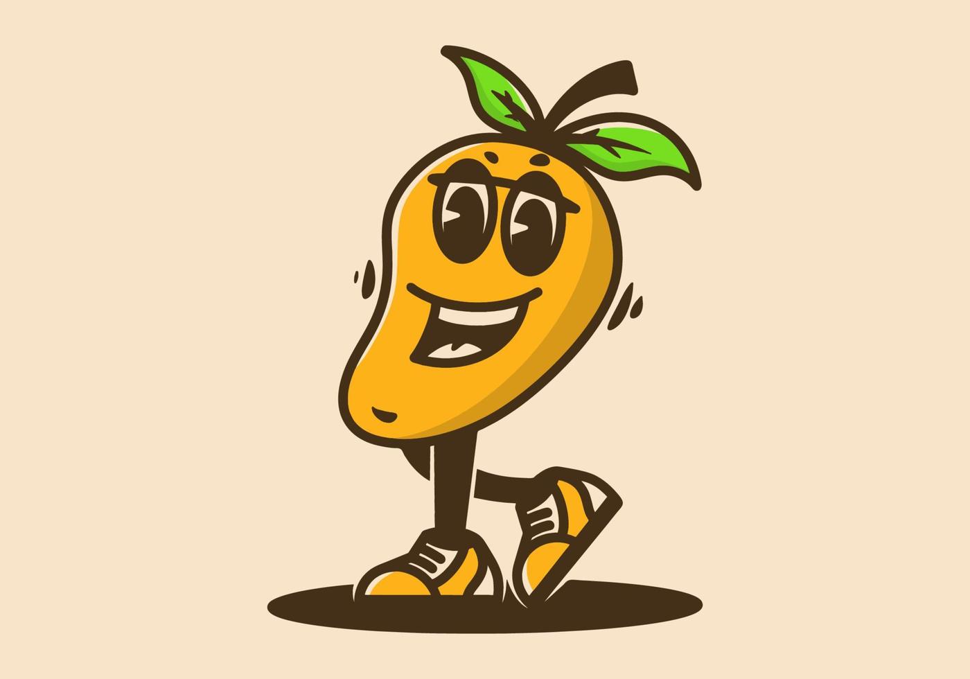 Mascot character design of happy mango fruit vector