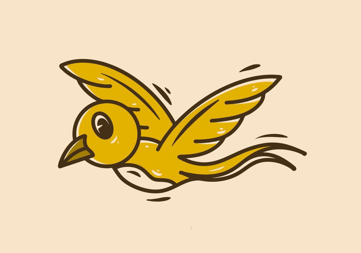 Flying bird in yellow color illustration vector