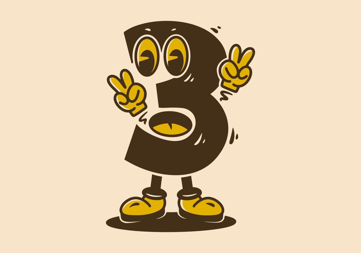 Standing number three mascot character vector