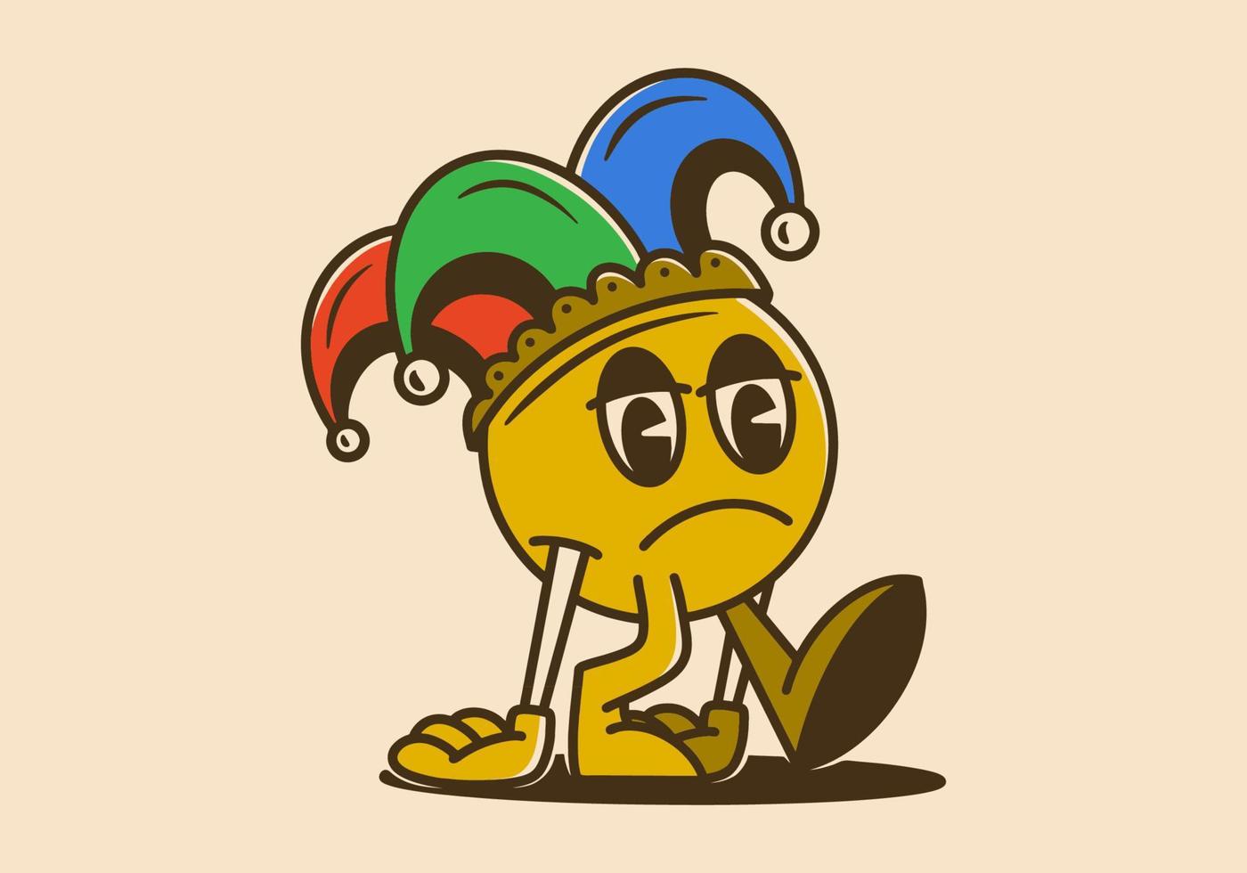 Mascot character design of a ball head wearing a clown cap vector