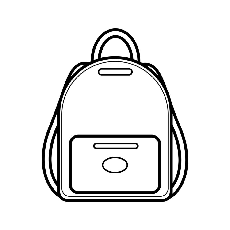 School women's backpack for girls, simple linear icon isolated on white background. Goods for school, hiking trips. Education, travel. Logo for Day of Knowledge. Back to school. Vector illustration