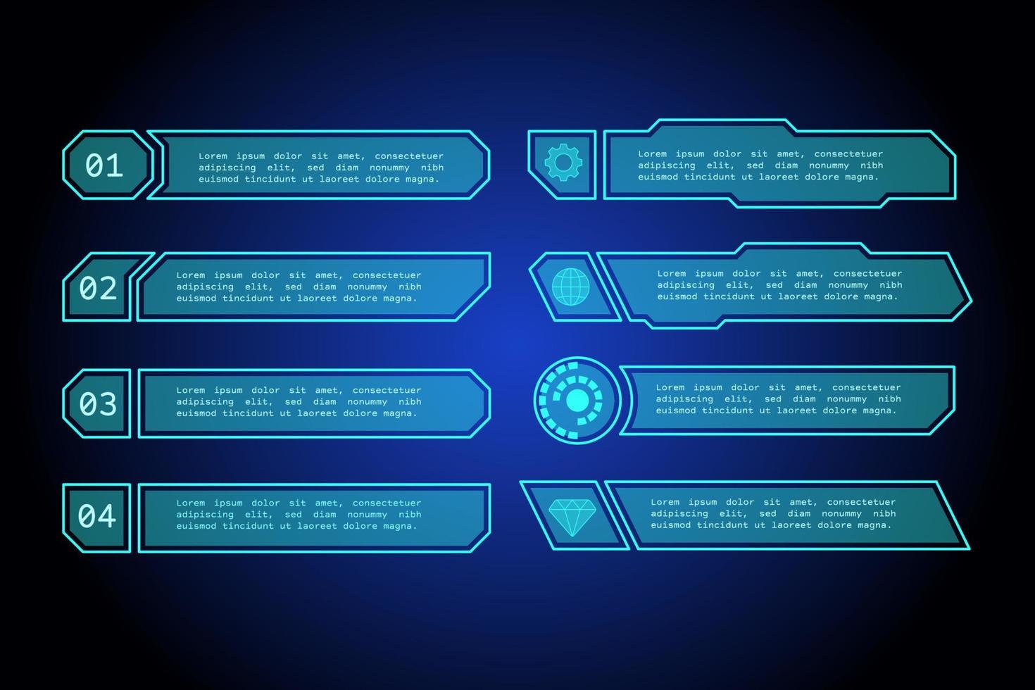 Futuristic digital interface graphic elements vector
