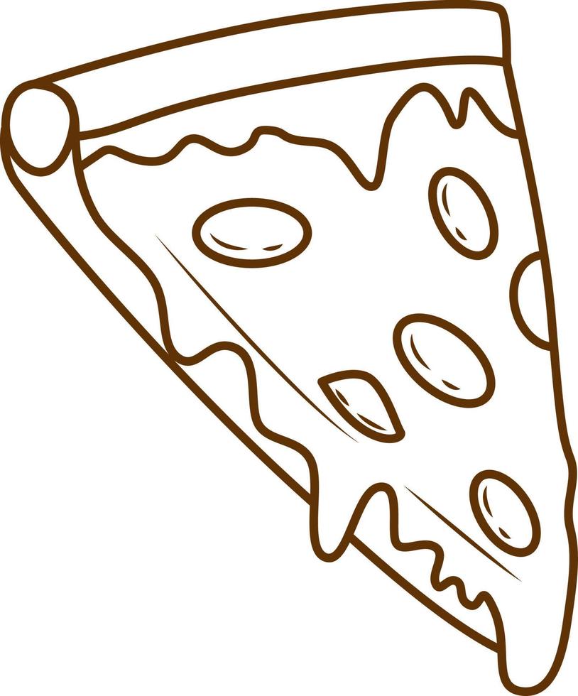 Pizza slice cut outline symbol. Line art vector illustration.