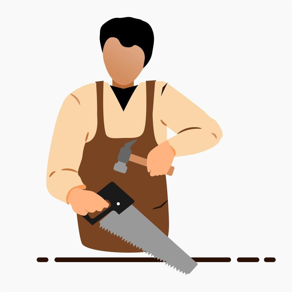 carpenter. repair. Work. sawing. repairing wood vector