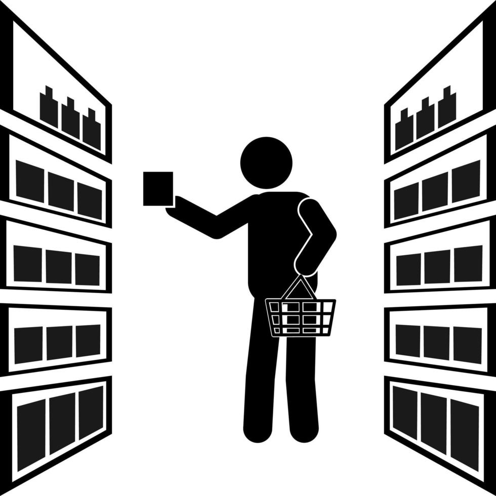 shopping. online shopping. cashier. queue. courier. package. market vector