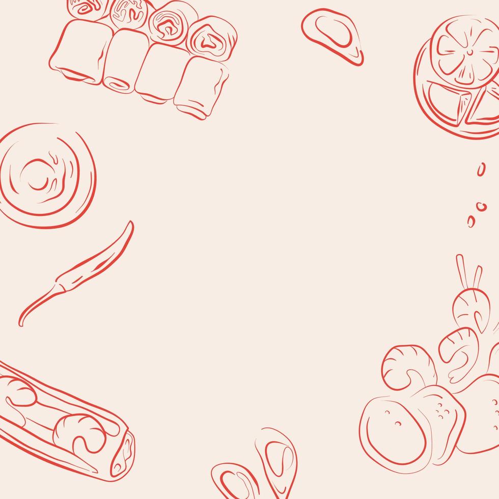 Vietnamese food illustration in hand drawn style vector
