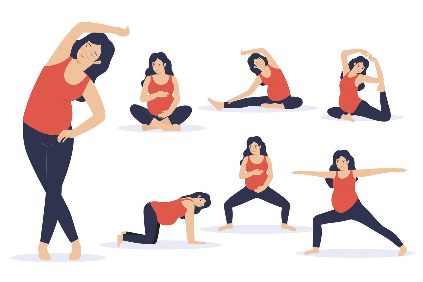 Illustration set of workout for pregnant vector