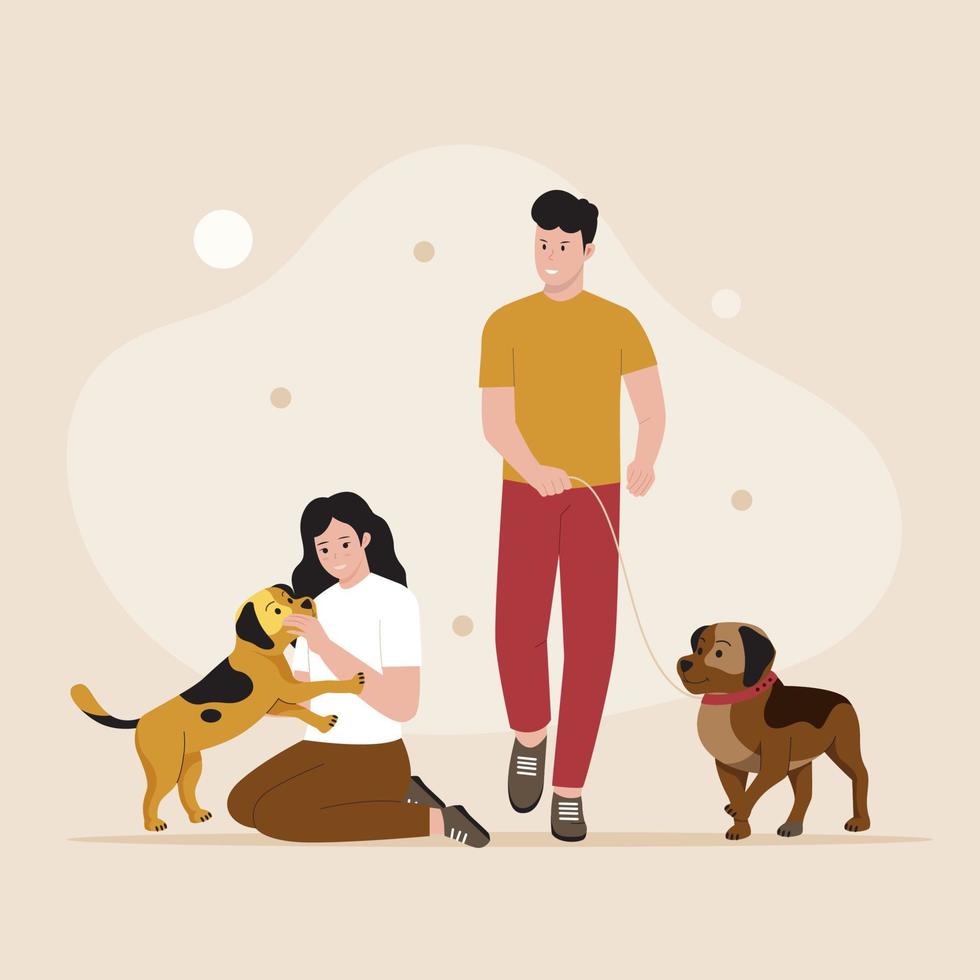 People with pets vector concept