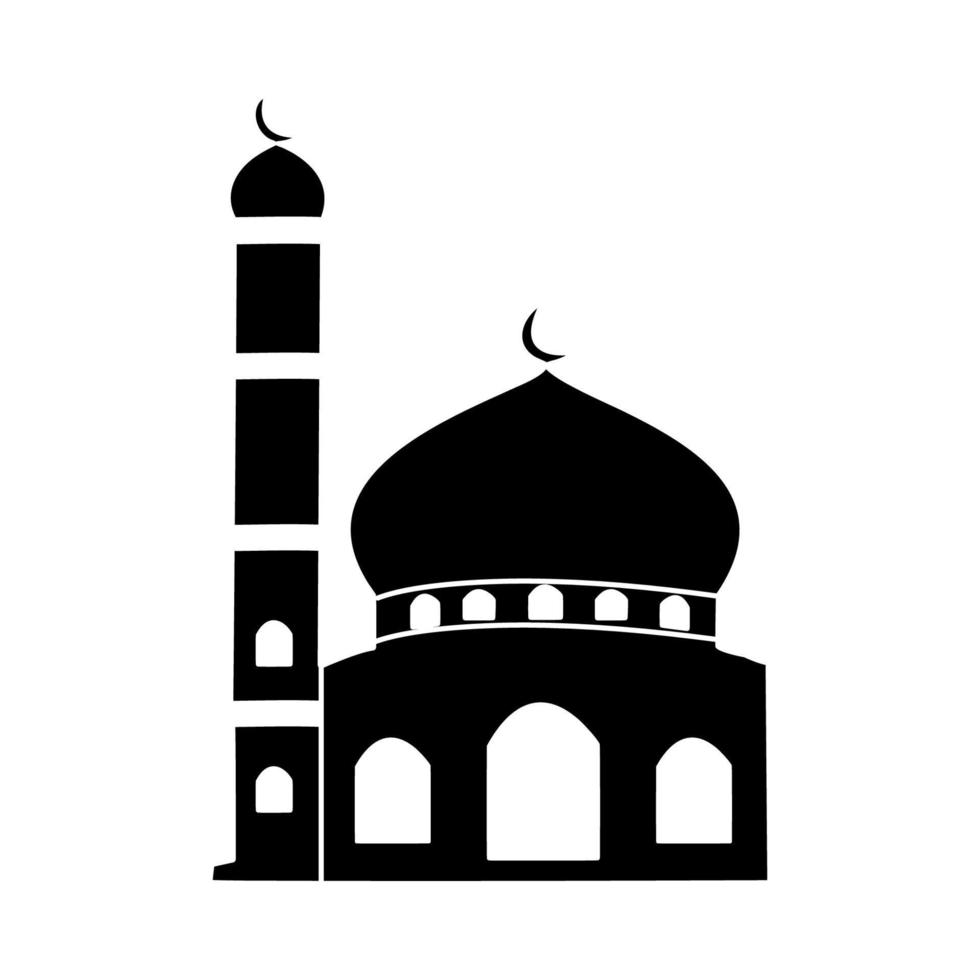 Mosque with minaret logo icon symbol sign, ramadan icon black design vector