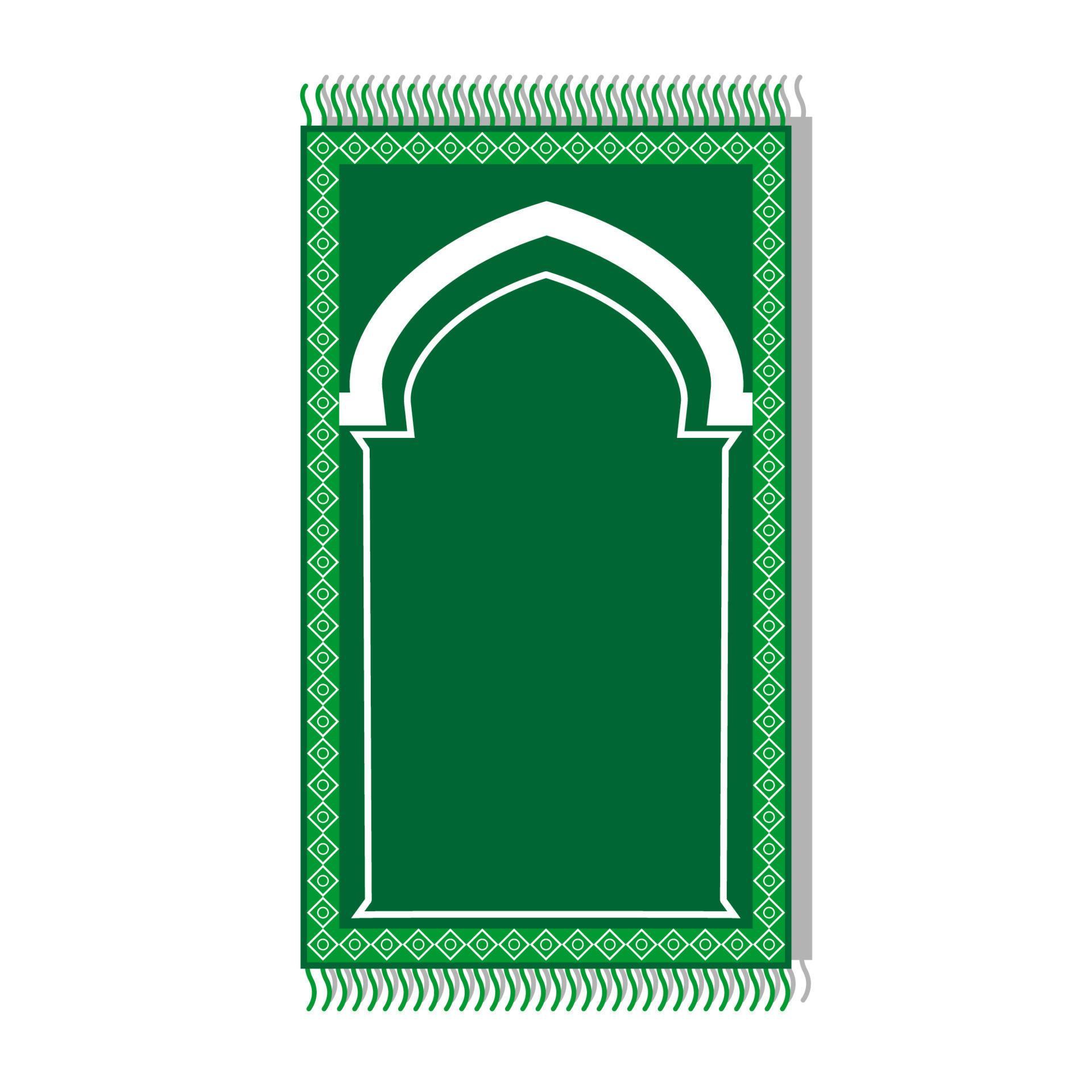 Prayer rug icon symbol logo, sajadah for moslem prayer green design
