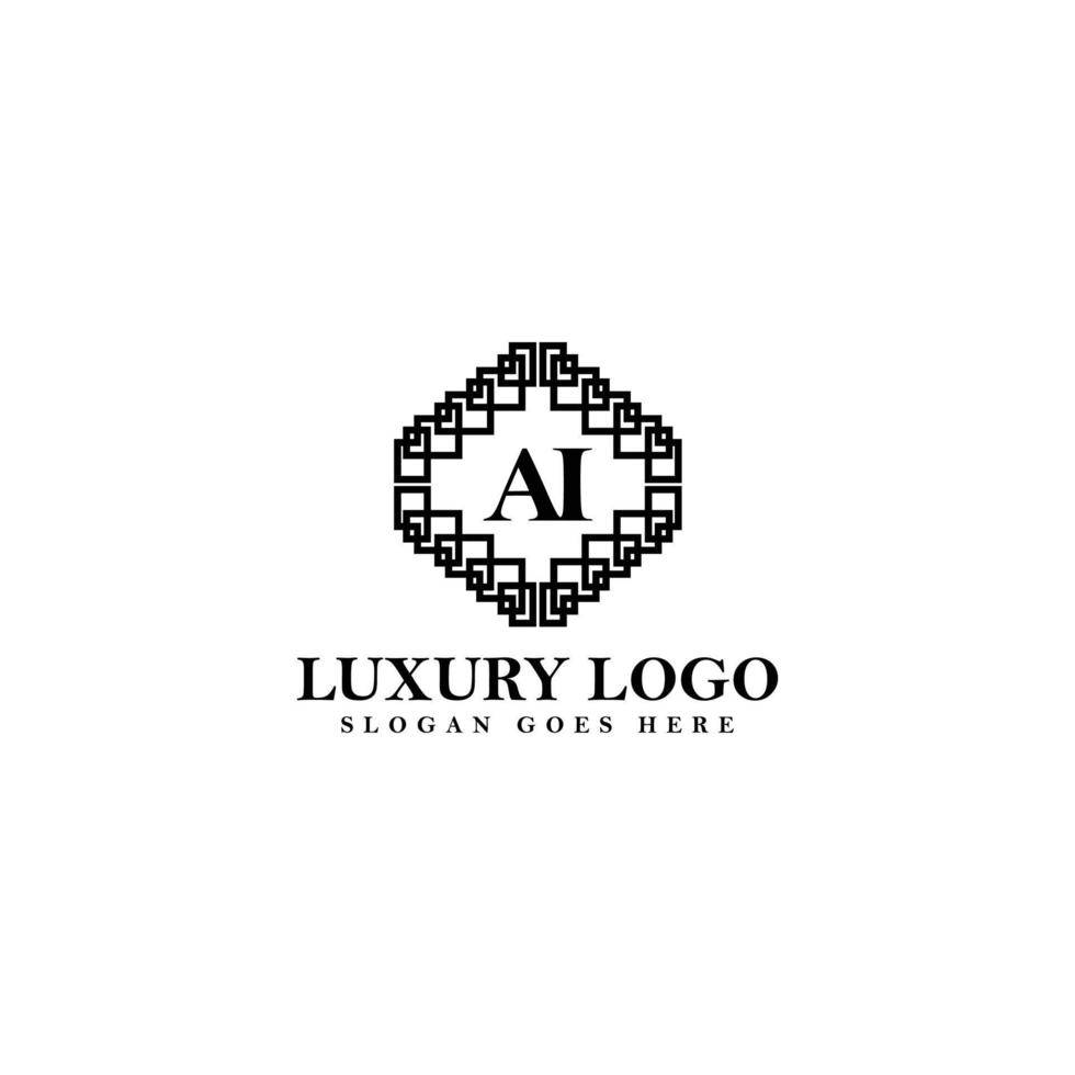 ai inicial establecido vector logo. serif letra logo dentro complejo línea Arte marco. logo para lujo moda, producto, belleza, joyas, y compañía.