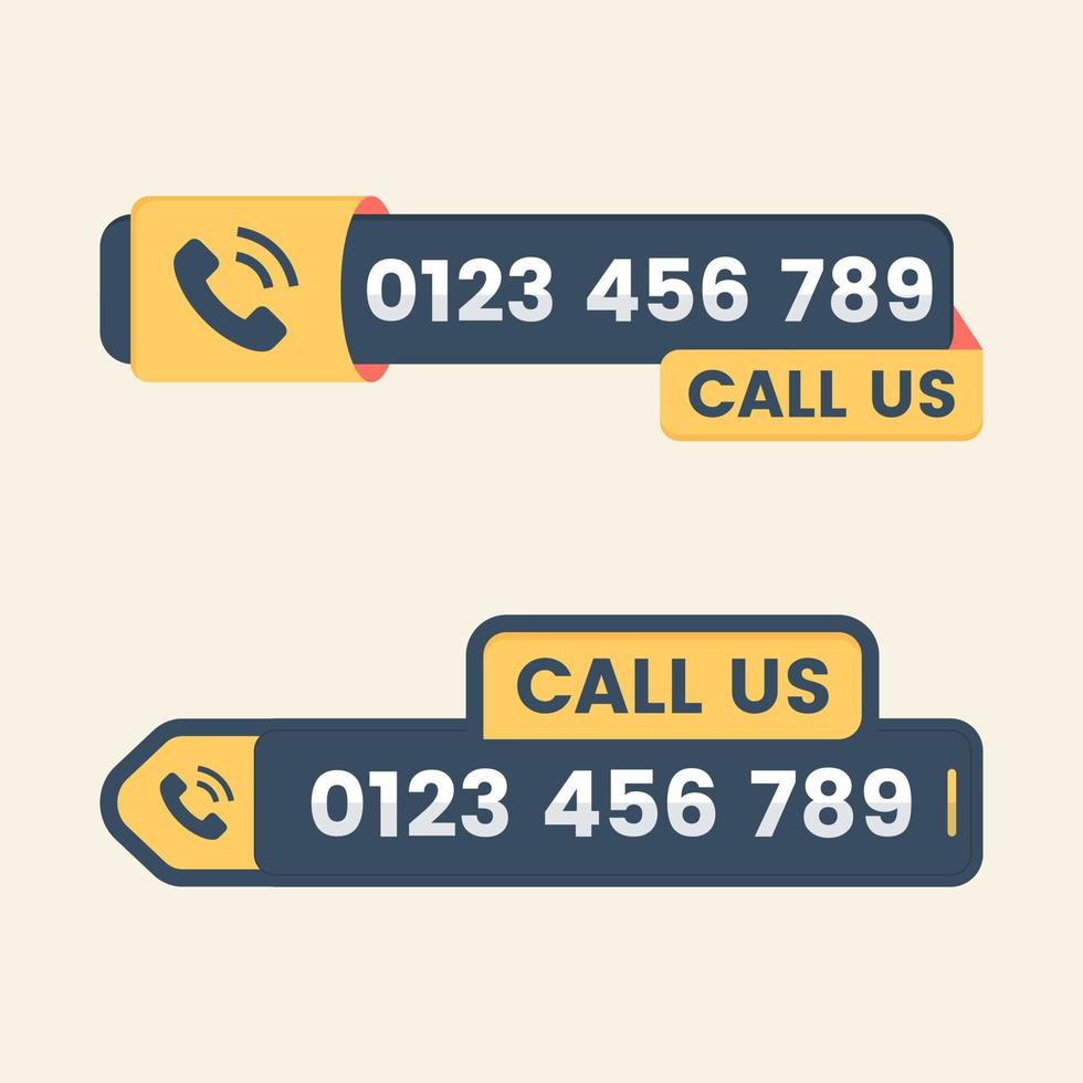 call us now button call sign with Phone number vector
