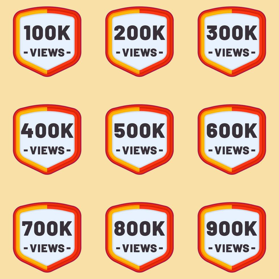 views logo 100k  to 900k plus views celebration badge set vector