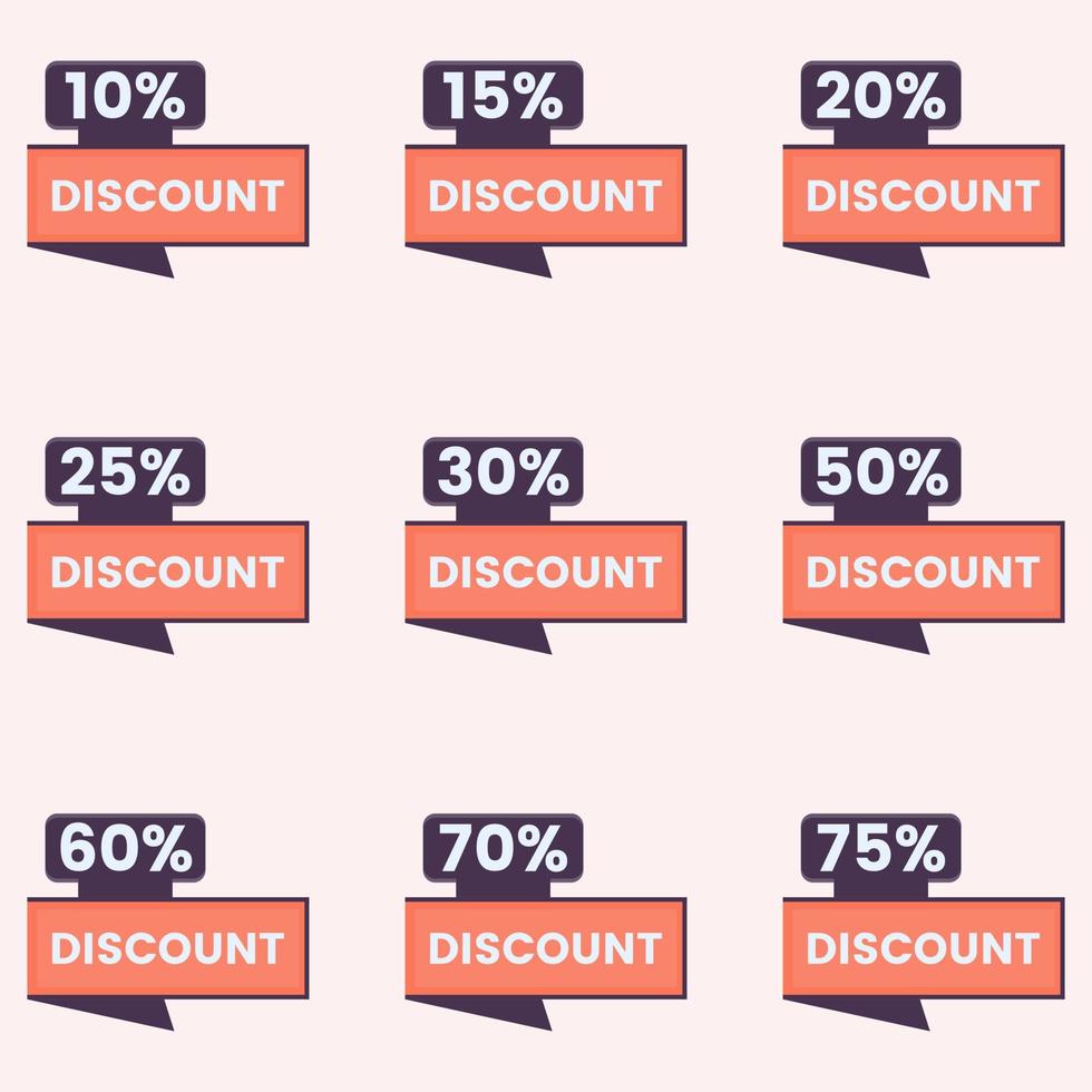 different percent discount sticker and price tag set vector
