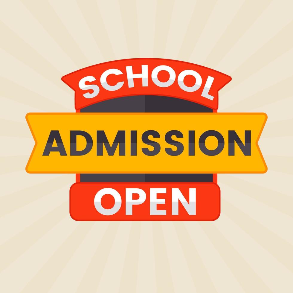 colorful school admission open banner sticker label for social media post template vector