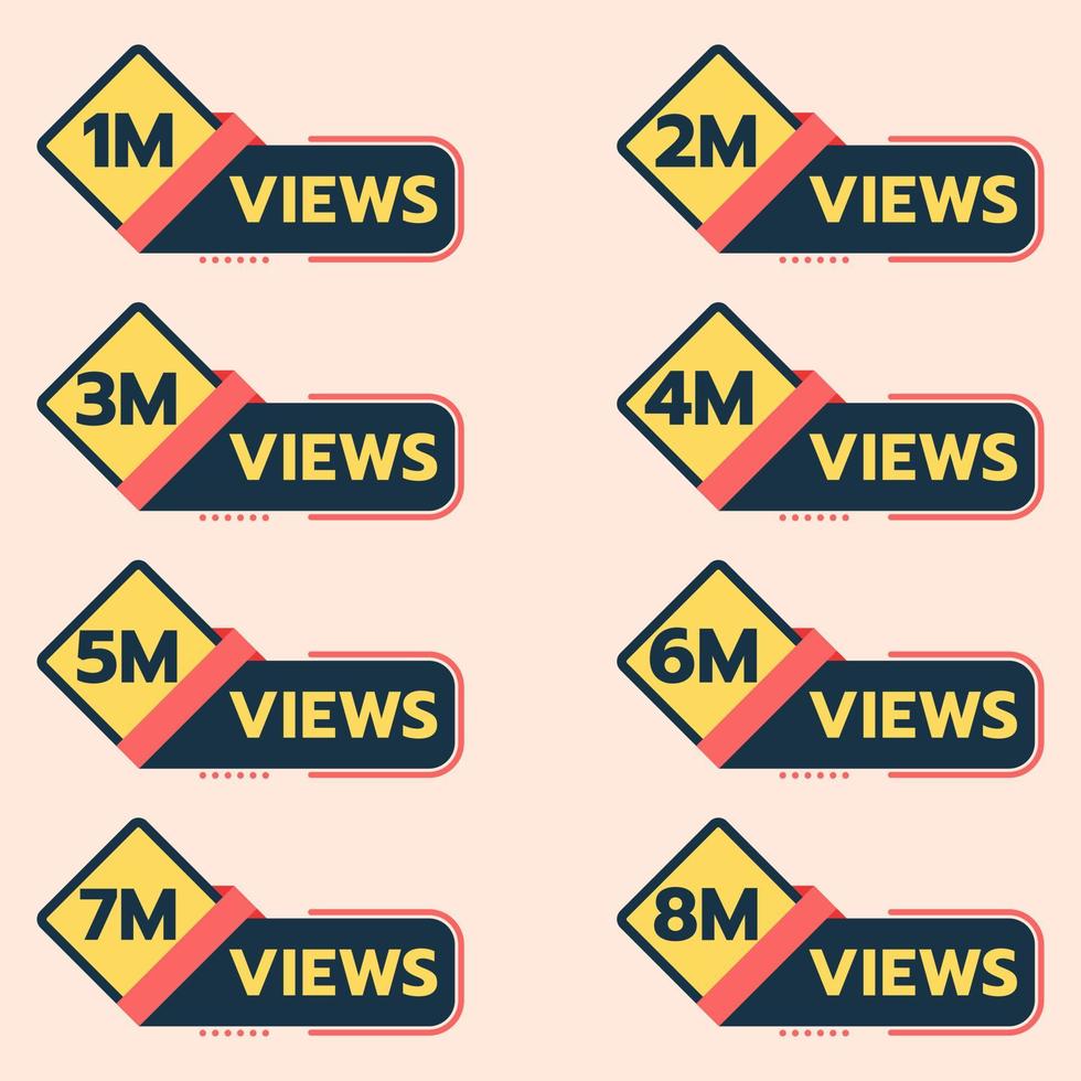 views logo 1m  to 9m plus views celebration badge set vector