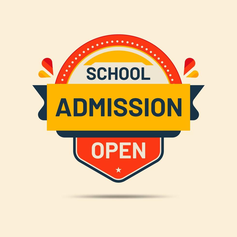 colorful school admission open banner sticker label for social media post template vector