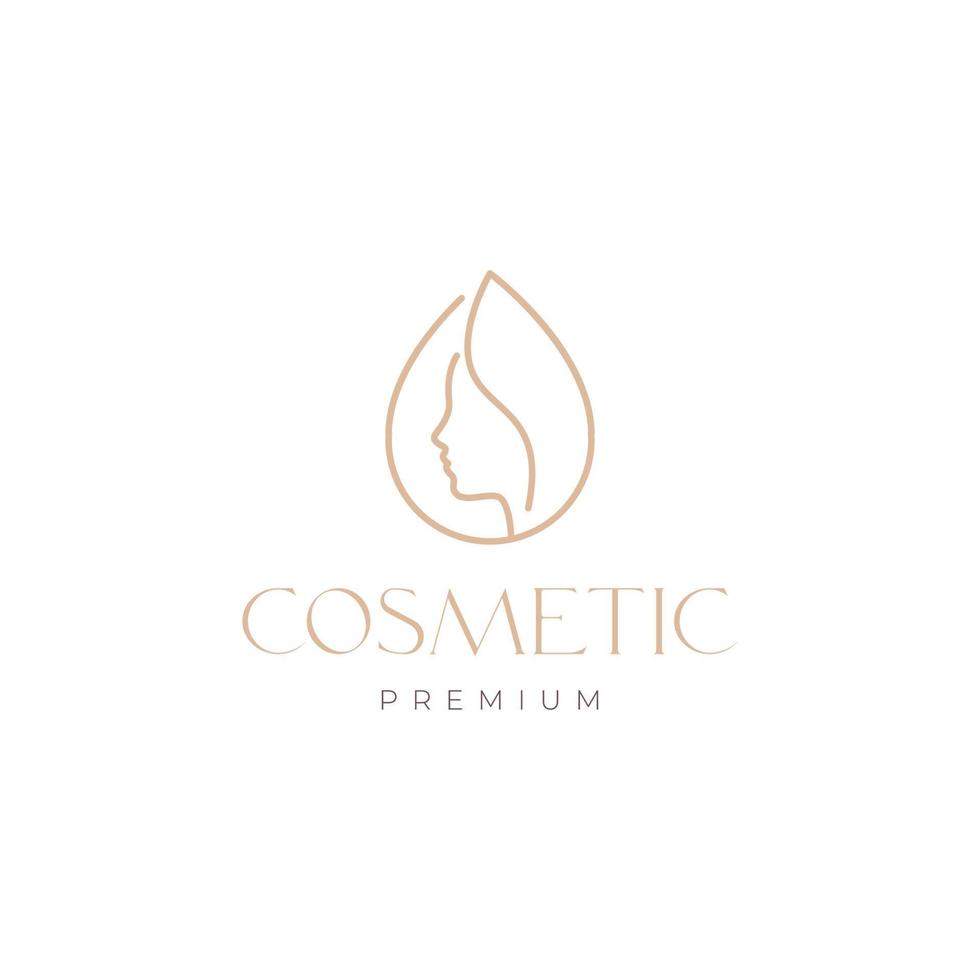beauty care skin hair face women drop water minimalist line logo design icon vector illustration