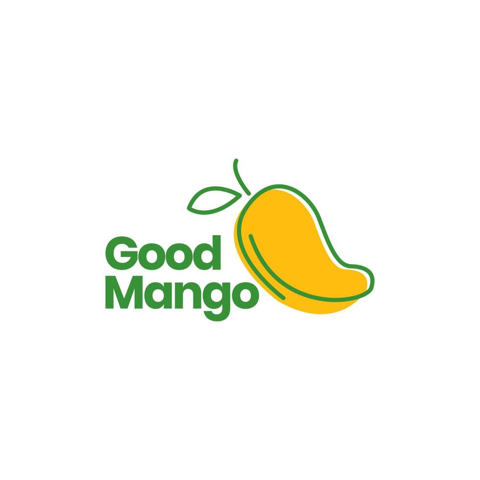 fresh fruit mango sweet lines art modern colorful minimal logo design vector icon illustration