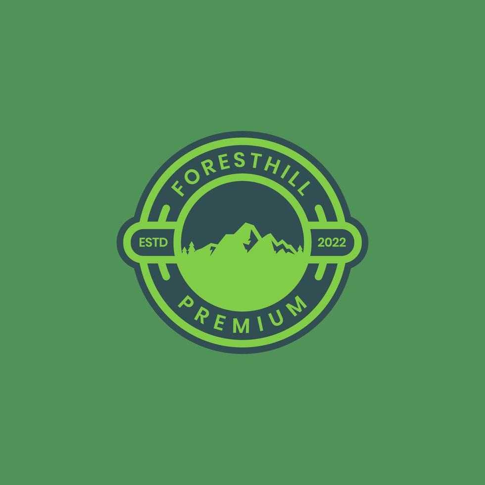 outdoor forest high hill mountain nature circle vintage logo design vector icon