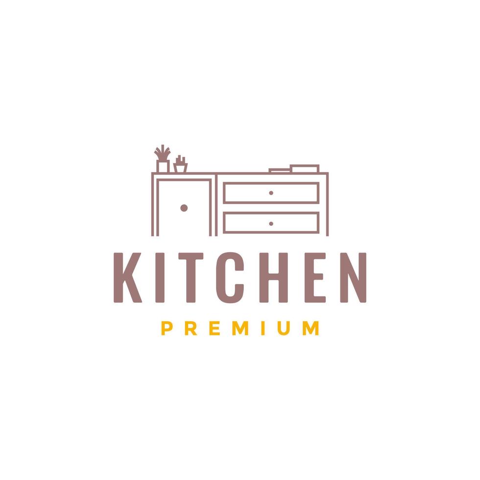 kitchen table interior modern line art minimalist logo design vector