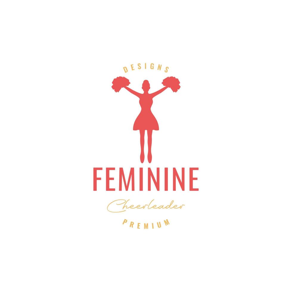 girl beauty dance cheerleader happy support feminine logo design icon vector illustration