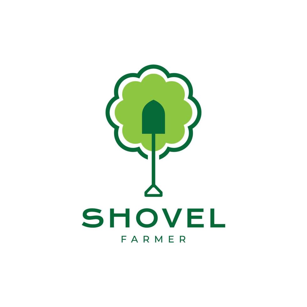 farm agriculture plant tree shovel gardening logo design vector icon illustration