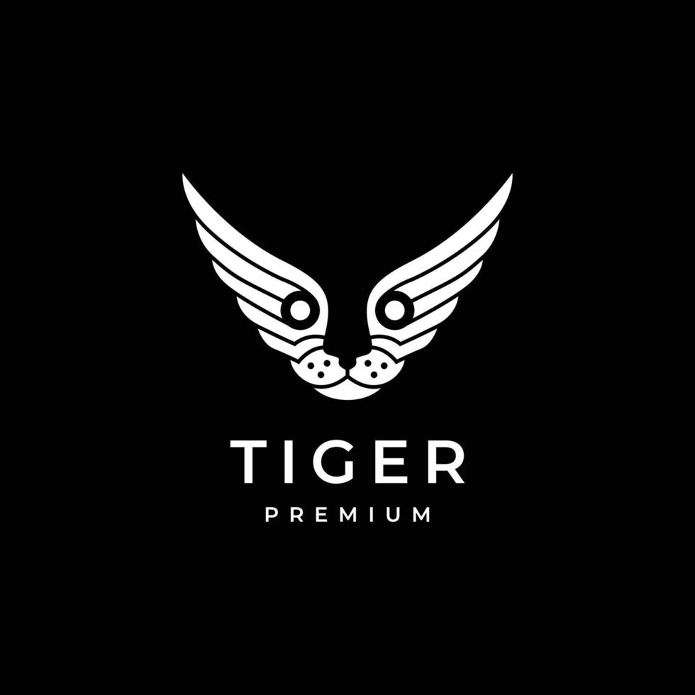 cara Tigre con alas pájaro moderno logo diseño icono vector ilustración