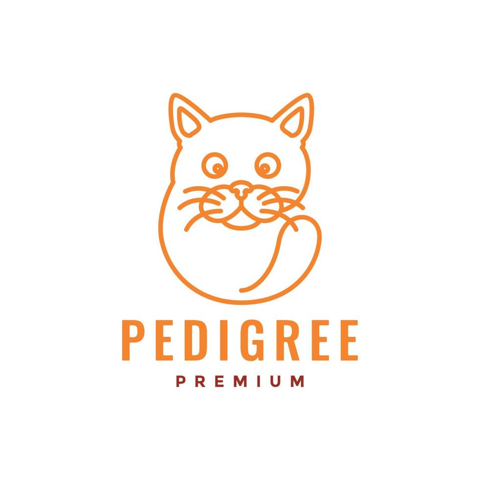 animal cat pets fat orange line long tails pedigree logo design vector