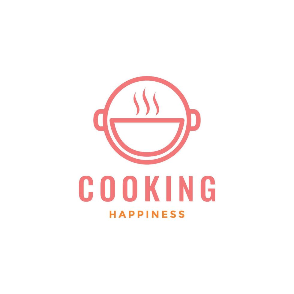 cuenco pan Cocinando contento sonrisa geométrico línea mínimo logo diseño vector