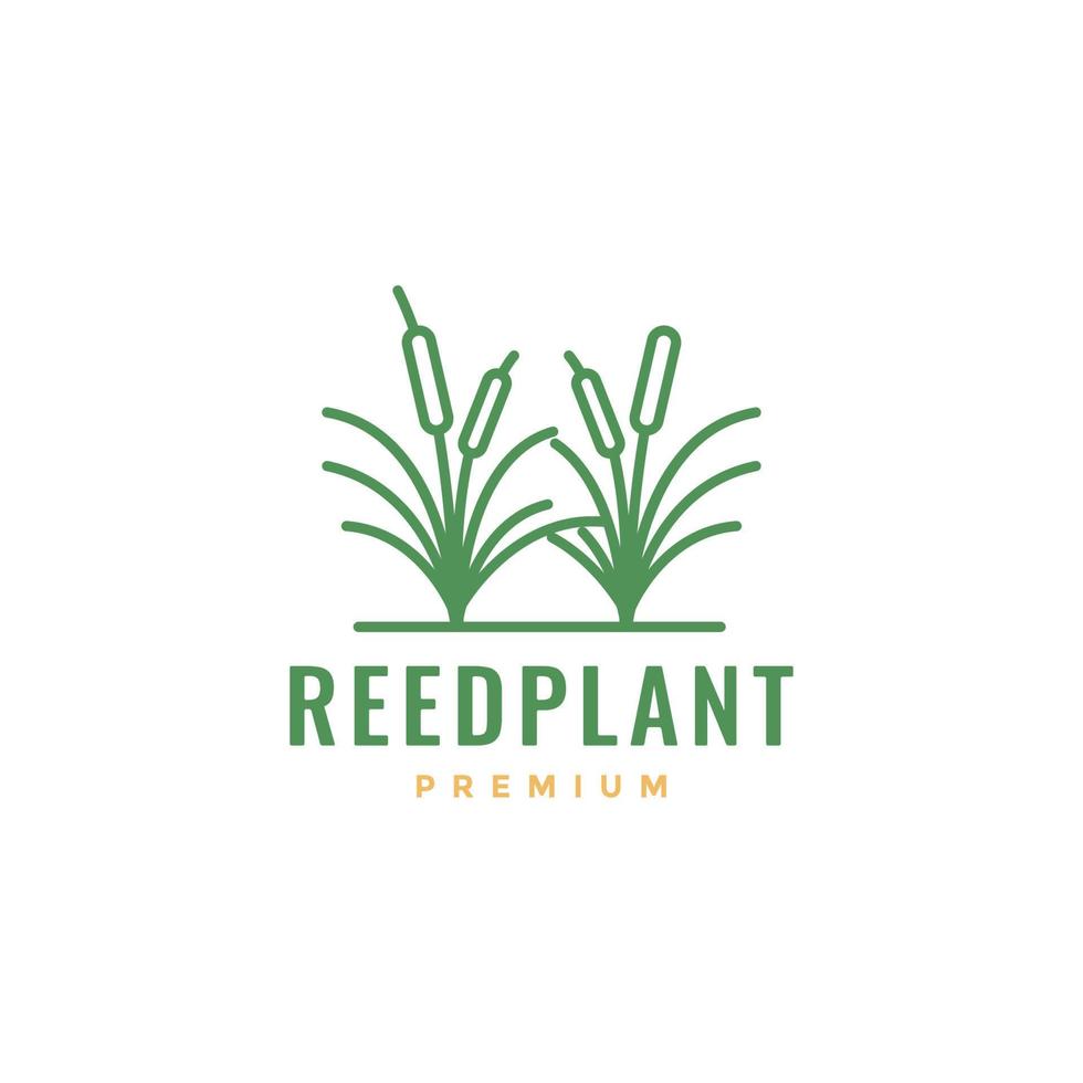 nature reed plant green field grass farm minimal logo design vector icon illustration