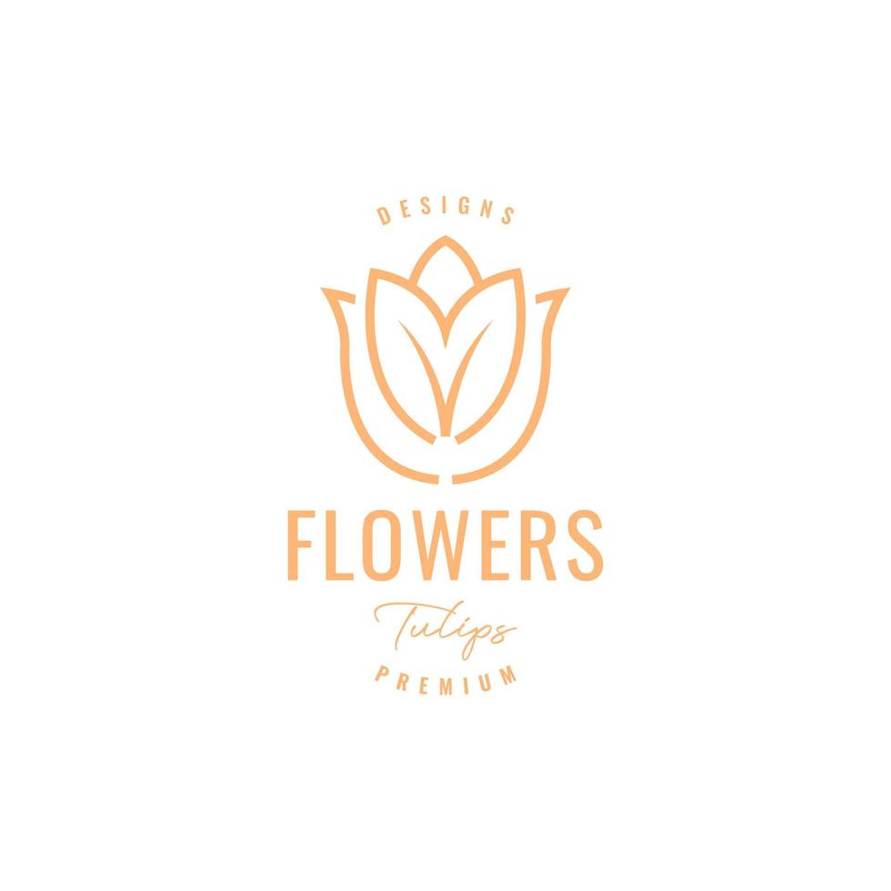 flower beauty tulips blossom hipster lines art logo design vector icon illustration
