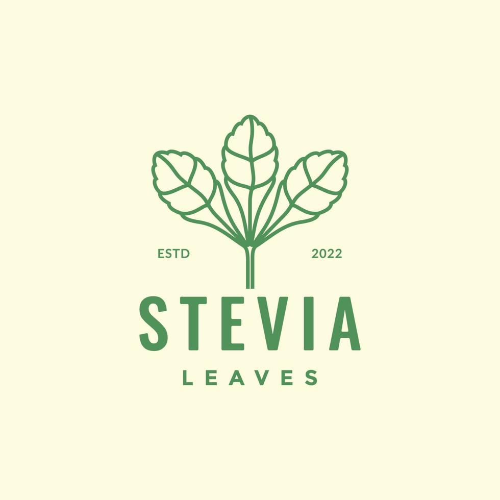 hoja de caramelo stevia hoja planta herbario salud verde hipster logo diseño vector icono ilustración modelo