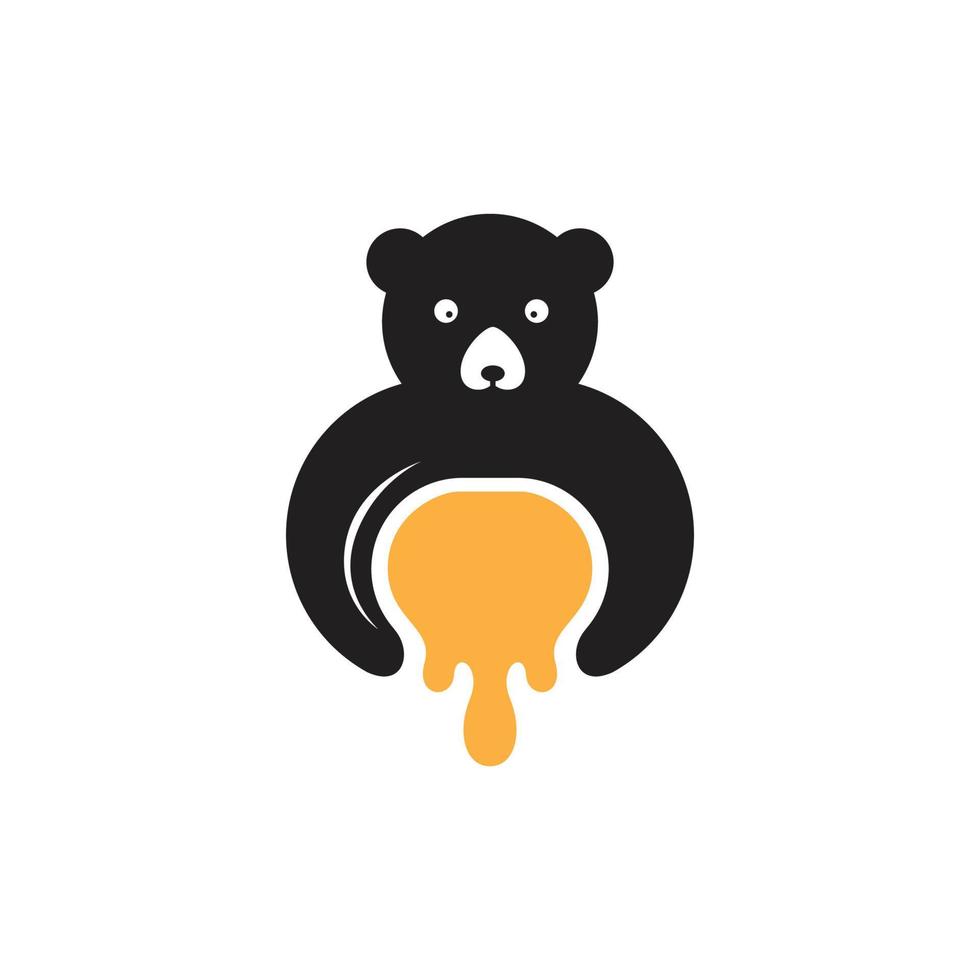 mascot cute honey bear hold jar flat modern nutrition sweet health care logo design vector icon illustration