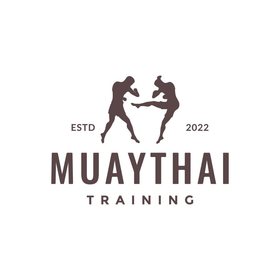 cool you man fighter training muaythai sport isolated logo design vector icon illustration