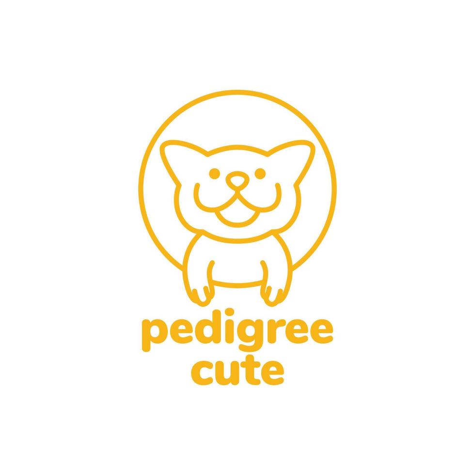 pets dog canine puppy pedigree pet shop mascot line minimal modern simple logo design vector