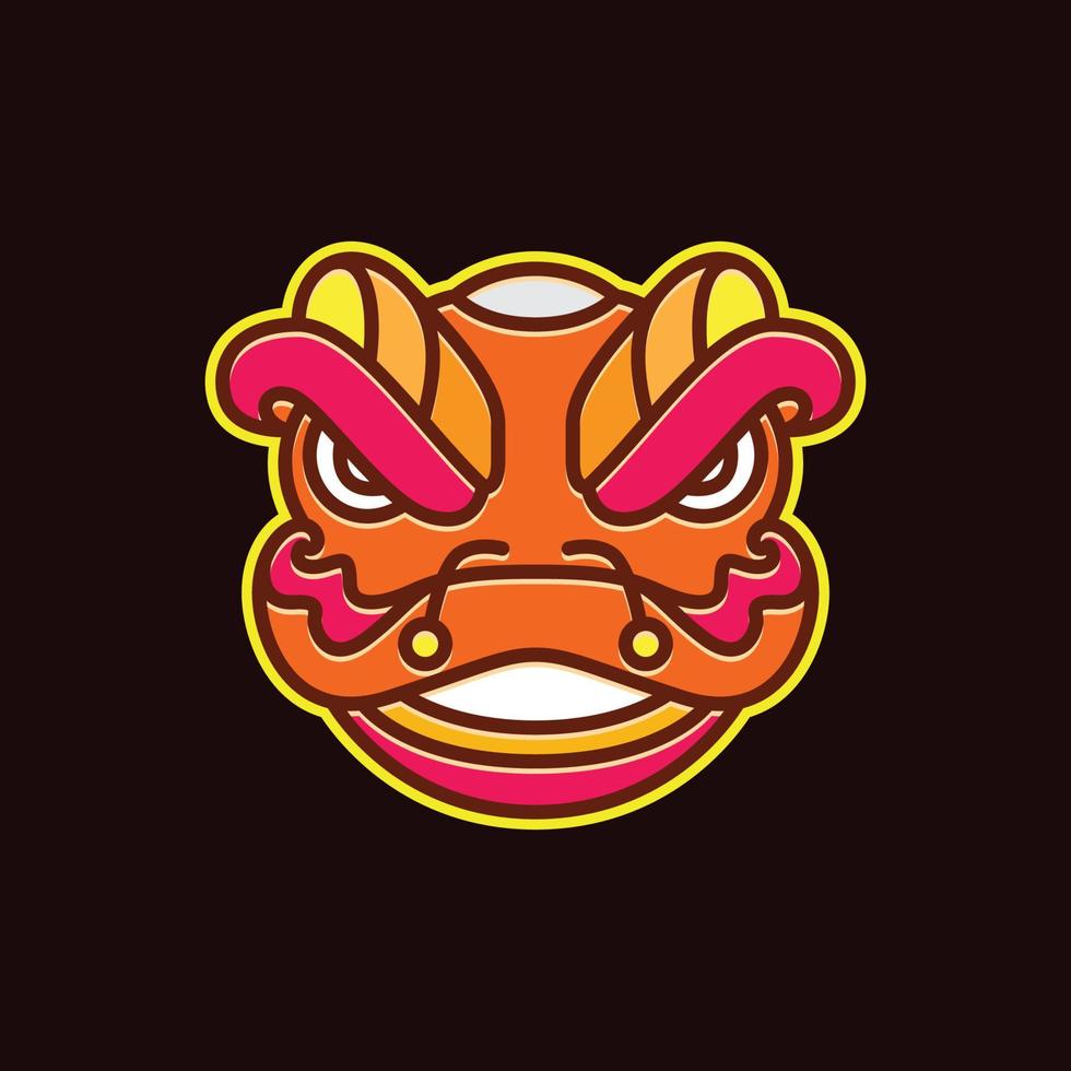 chinese culture festival lion dance head art colorful minimal modern logo design vector