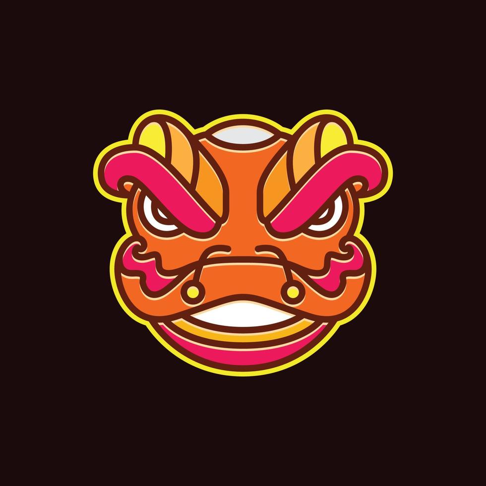 chinese culture festival lion dance head art colorful minimal modern logo design vector