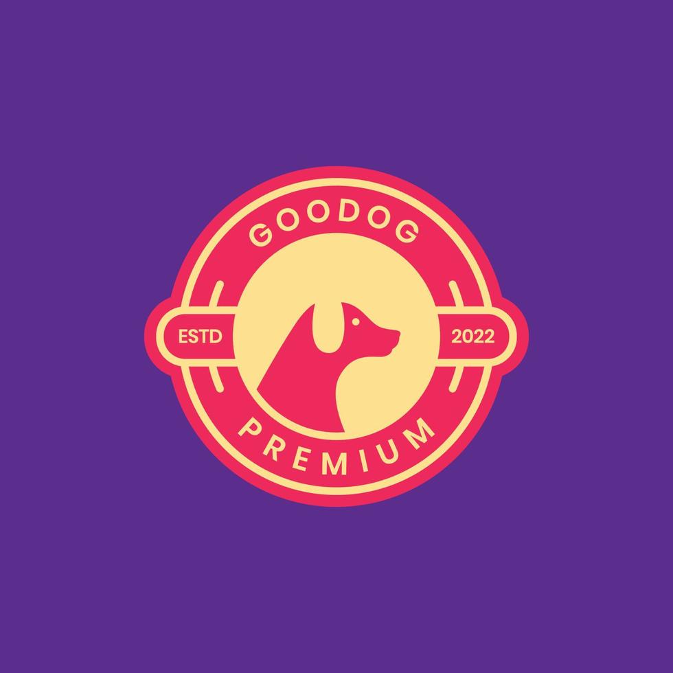 beagle dog head pets friend circle flat badge logo design vector icon illustration