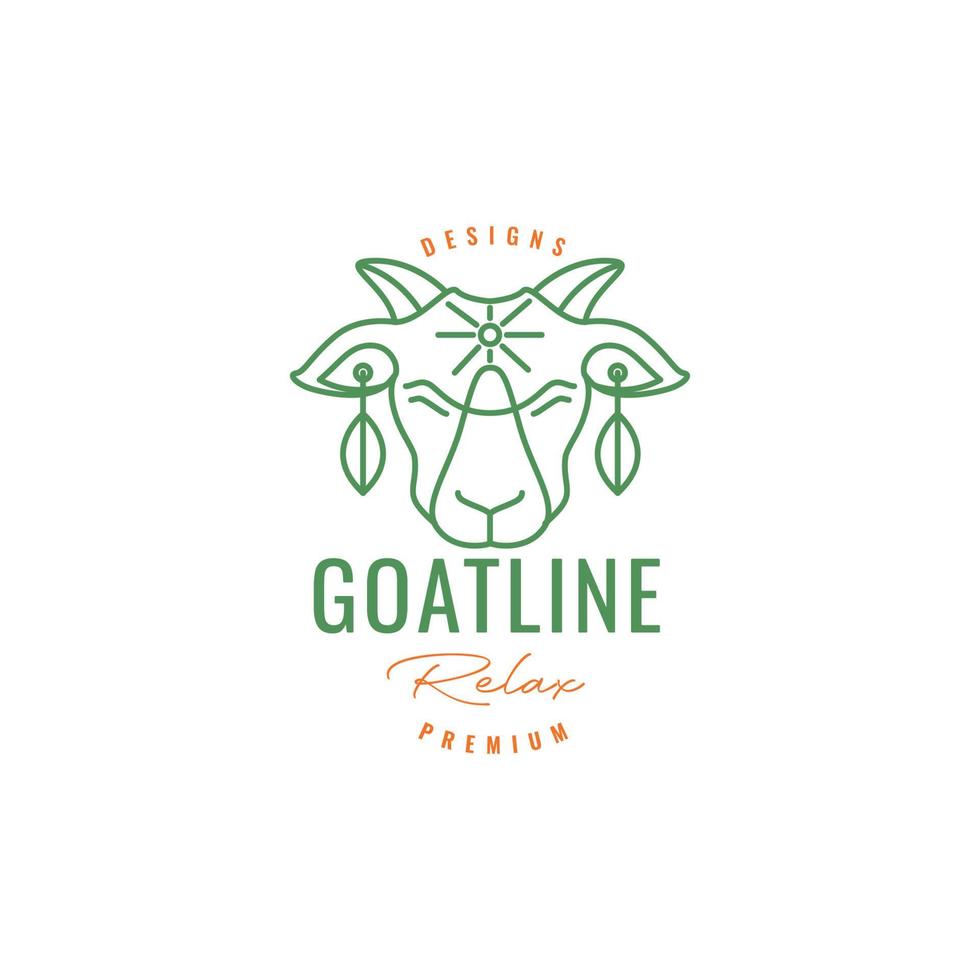 art head goat head cattle leaves lines minimal logo design vector icon illustration