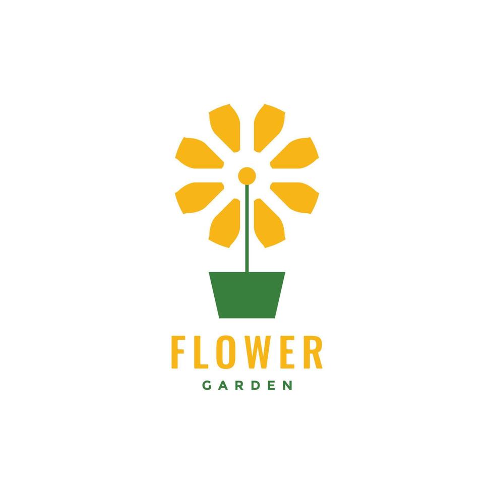 brillar girasoles florero maceta planta semillas moderno logo diseño vector icono ilustración