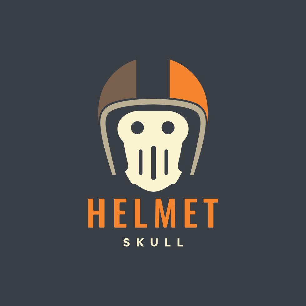 skull cranium brain pan wearing helmet retro simple clean logo design vector