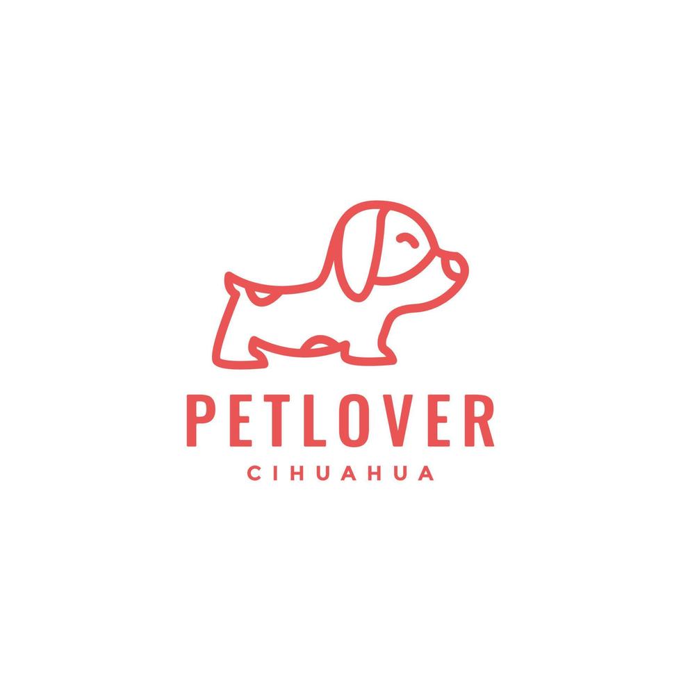 animal pets dog puppy cihuahua cute line logo design vector icon illustration
