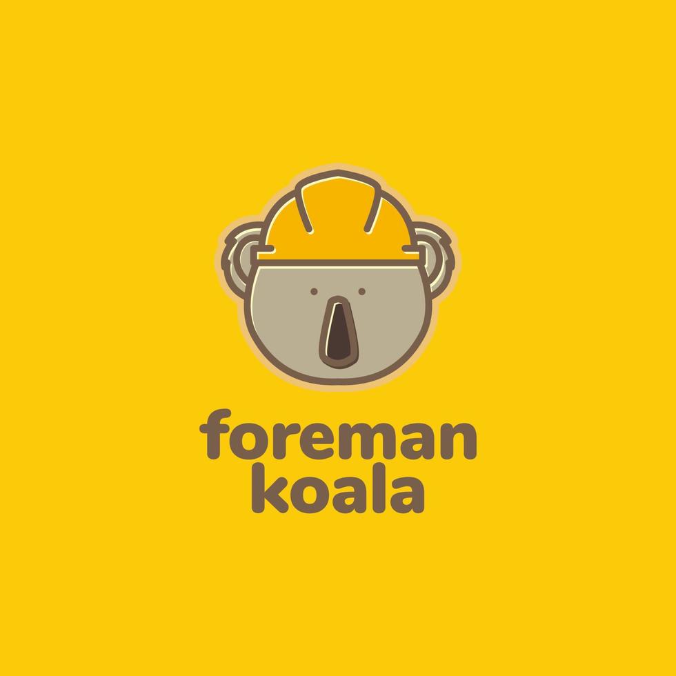 face animal cute mascot koala foreman helmet logo design vector icon illustration