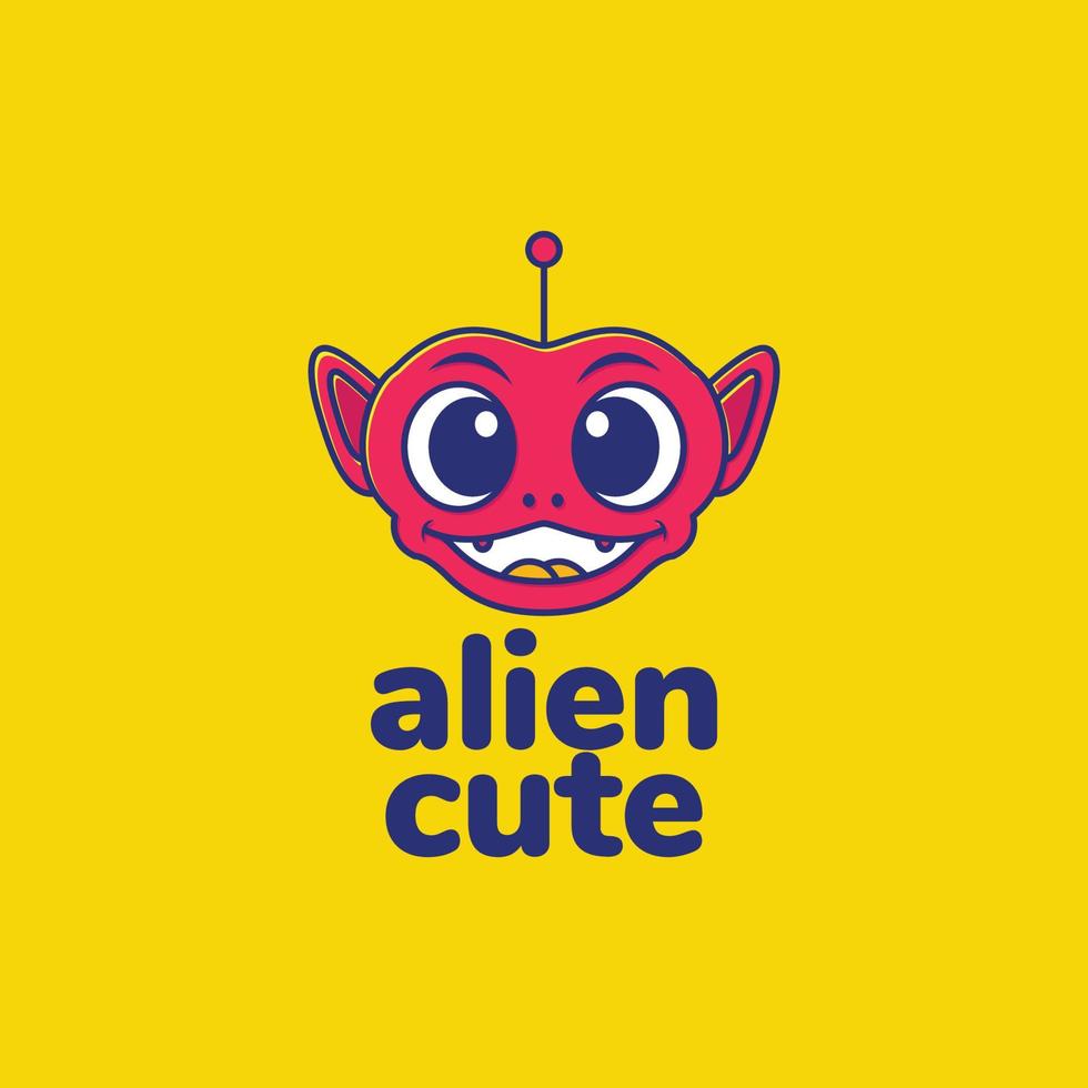 mascot cartoon alien creature space sky cute smile colorful logo design vector icon illustration