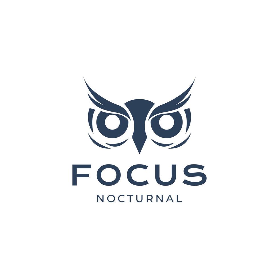 nocturnal owl head eyes focus hunt night modern logo design vector icon illustration