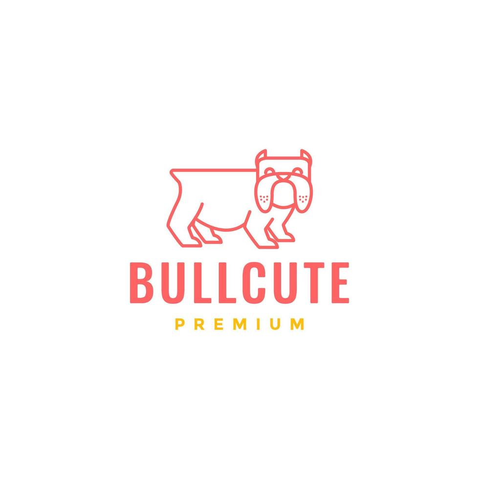 animal pets friend dog bulldog cute lines art minimal logo design vector icon illustration