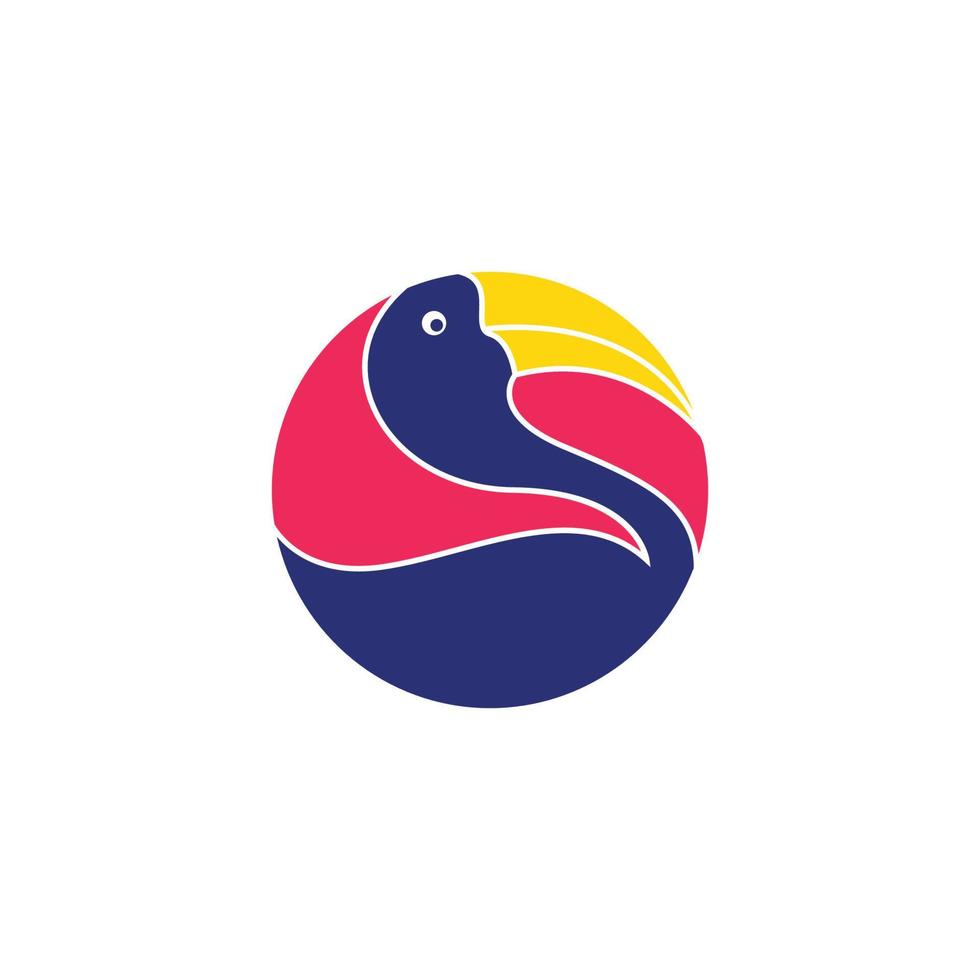 bird geometric circle hornbill modern colorful abstract logo design vector icon illustration