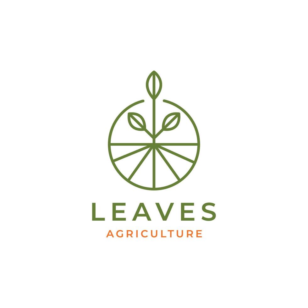 field farm agriculture leaves growth geometric circle line modern logo design vector icon illustration