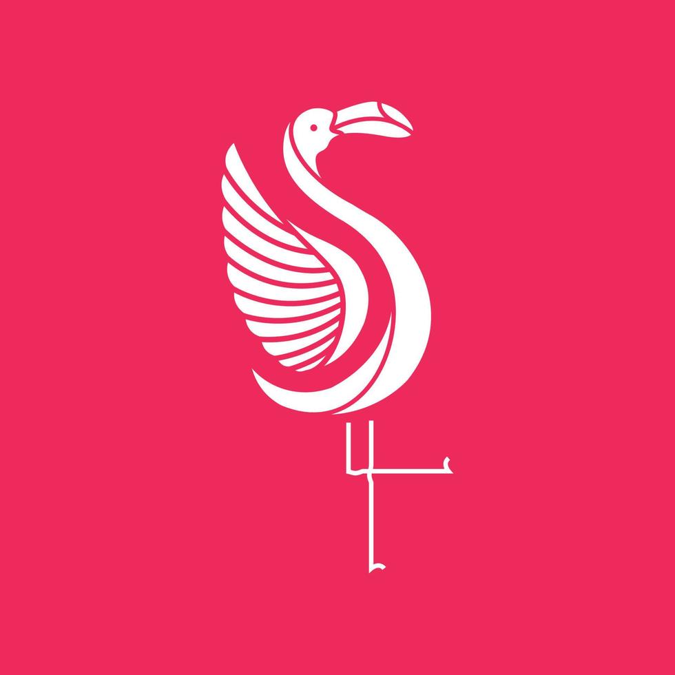 animal bird beauty geometric flamingo modern wings simple minimalist logo design vector